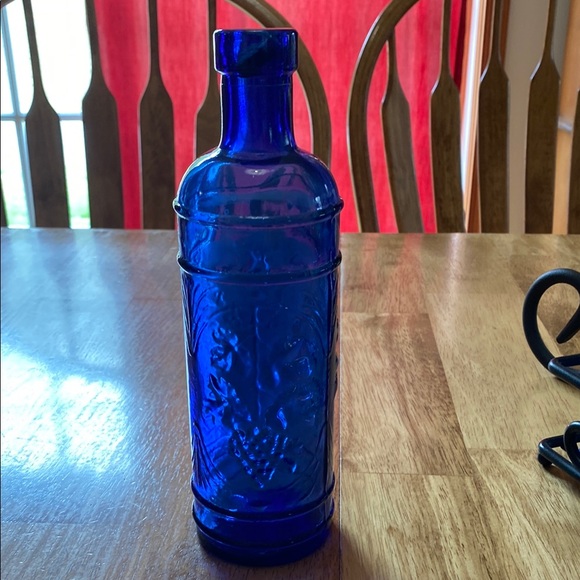 Cobalt Blue Embossed Glass Vase Accent - Picture 1 of 2